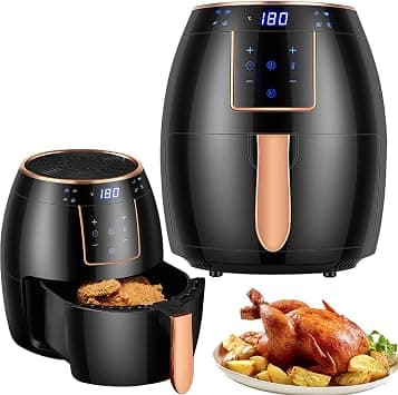 Air Fryer 5.8QT, Digital Touch Screen &Temperature Control, Non-stick Frying Basket, Free Recipes, Timer and Auto Shut off, Air Fryer Hot Oven Oilless Cooker LED Touch Digital Scree, 1300W (Black) on Amazon.ae - Price Tracker
