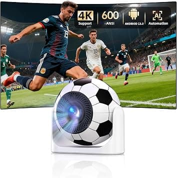 Smart Football Projector600ANSI AI Auto Focus/Keystone Movie Projectors, Android 13.0 projector Native 1080P Full HD Portable Projector,WiFi6 Two-Way BT5.3 for for Home Theater/Ceiling/Bedroom/Outdoor on Amazon.ae - Price Tracker