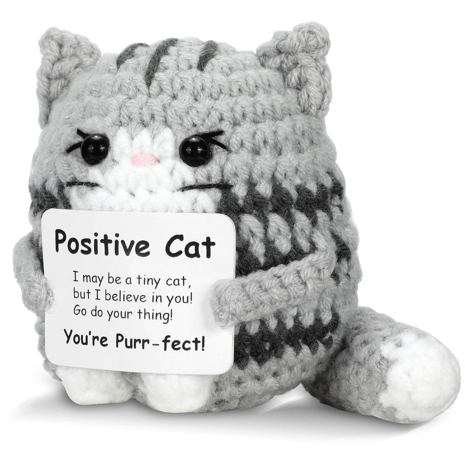 Mini Positive Crochet Cat, Handmade Emotional Support Knitted Doll with Inspirational Message, Cute Motivational Gift for Women, Men & Friends on Amazon.ae - Price Tracker