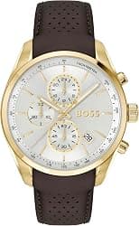 BOSS GRAND PRIX 44 MENS SILVER WHITE DIAL BROWN LEATHER WATCH - 1514225 - Best Deal Finder