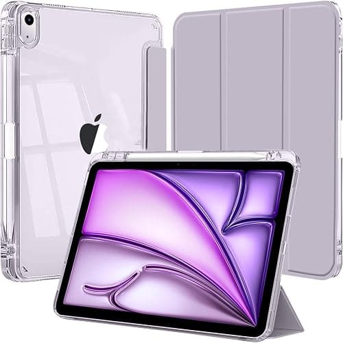 Case for iPad Air 11 Inch M4/M3/M2 (2026/2025/2024), iPad Air 5th/4th (2022/2020) with Pencil Holder, Clear Transparent Back Slim Stand Shockproof Tablet Cover, Purple on Amazon.ae - Price Tracker