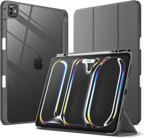 JETech Case for iPad Pro 13" M5/M4 (2025/2024), Space Gray | Clear Transparent Back, Pencil Holder, Slim Shockproof Cover, Tri-Fold Stand, Auto Wake/Sleep على Amazon.ae - متتبع الأسعار