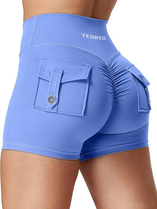 YEOREO CoreFlex Scrunch Workout Shorts with Pockets Charm Gym Biker Shorts for Women High Waisted Booty Yoga on Amazon.ae - Price Tracker