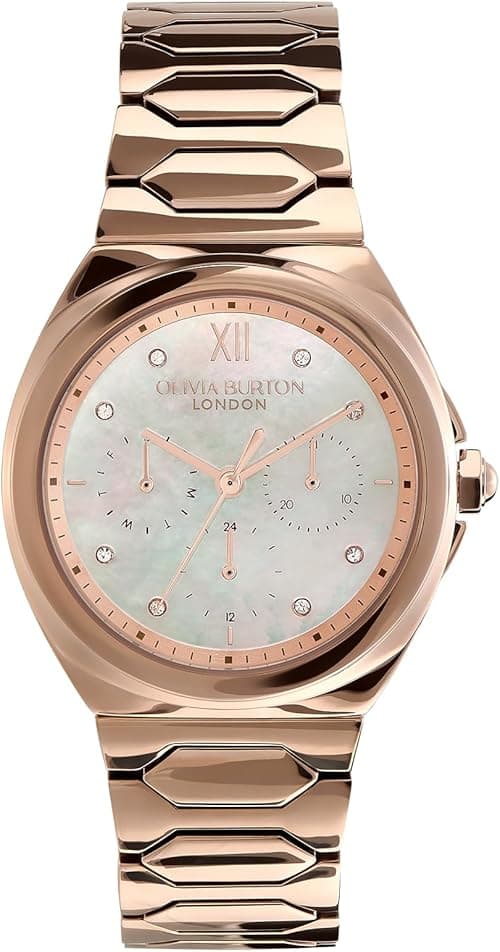Olivia Burton Lustre Women's Multifunction Watch, Stainless Steel Bracelet, Water Resistant up to 3ATM/30 Meters, Elegant, London-Inspired Design, Gift for Her, 36mm, Rose Gold on Amazon.ae - Price Tracker