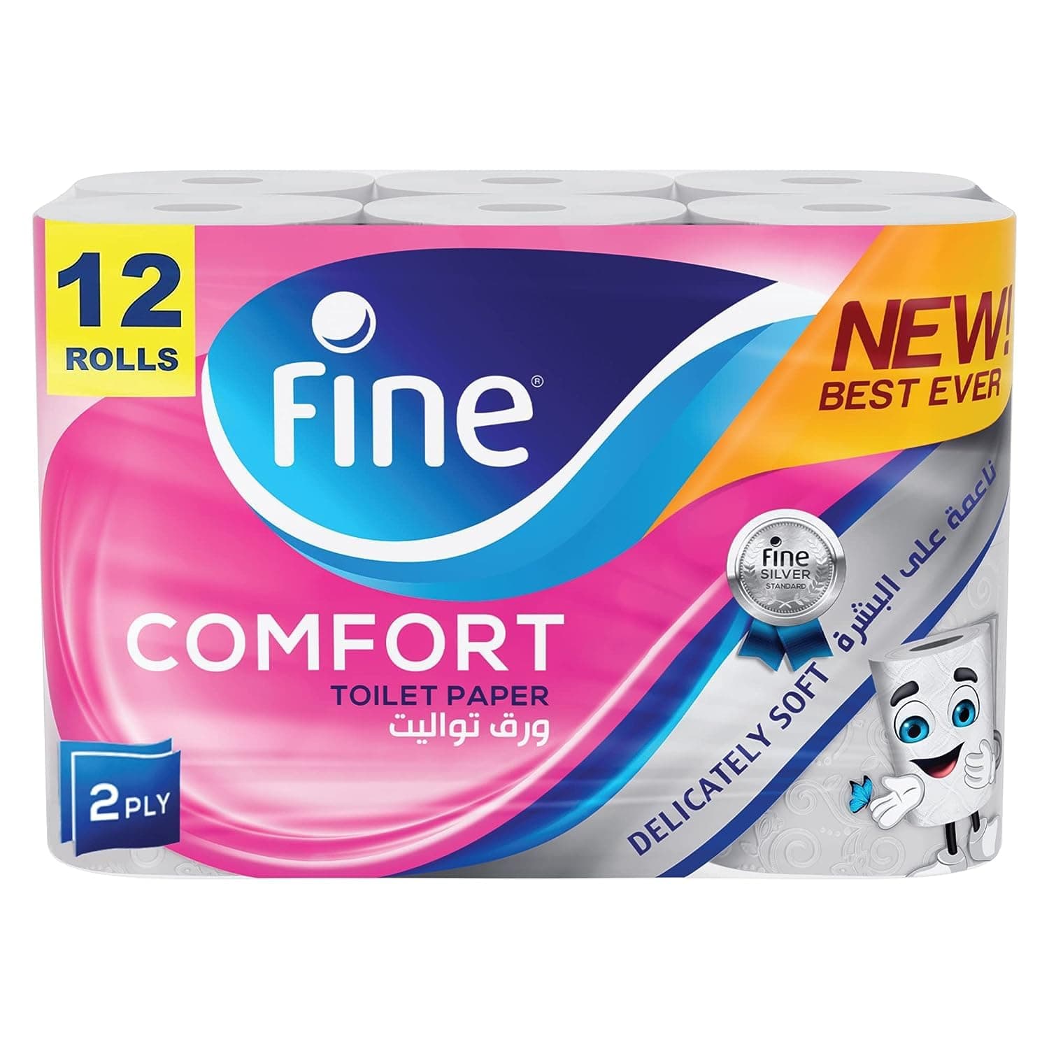 Fine Comfort Toilet Tissues Paper 12 Rolls, 180 sheets x 2 Ply on Amazon.ae - Price Tracker