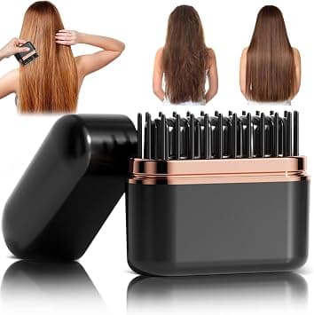 Mizznee Mini Hair Straightening, Cordless Hair Straightener Brush Comb with Negative Ions for Women and Girls, Portable Styling Brush for Home, Travel & Outdoor Use (Black) on Amazon.ae - Price Tracker