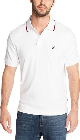 Nautica mens Classic Fit Short Sleeve Solid Tipped Collar Soft Polo Shirt Polo Shirt - Best Deal Finder