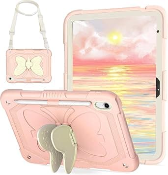 AVAKOT iPad (A16) 11th/10th Generation 10.9'' 2025/2022 with Butterfly Wings Kickstand Pencil Holder, iPad 10th Case Kids Girls Heavy Duty Hard Rugged Protective Cover for iPad 10th Gen 10.9''-Pink - Best Deal Finder