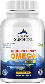 Nordic Sunshine High Potency Omega 1280mg Plus COQ10 100mg, 100 Softgels على Amazon.ae - متتبع الأسعار