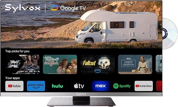 SYLVOX 24 Inch Smart TV with DVD Player, Frameless 1080P FHD, DVB/T2/S2, Hi-Fi Speakers, Small Television with Google Cast, Voice Remote, Bluetooth WiFi, 12V TVs for Motorhomes, Home, Caravans on Amazon.ae - Price Tracker