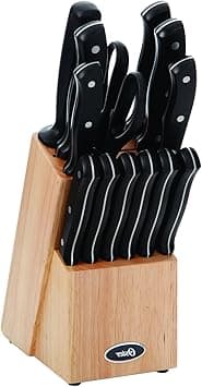 Oster Evansville 14 Piece Stainless Steel Cutlery Block Set, Black Handles on Amazon.ae - Price Tracker