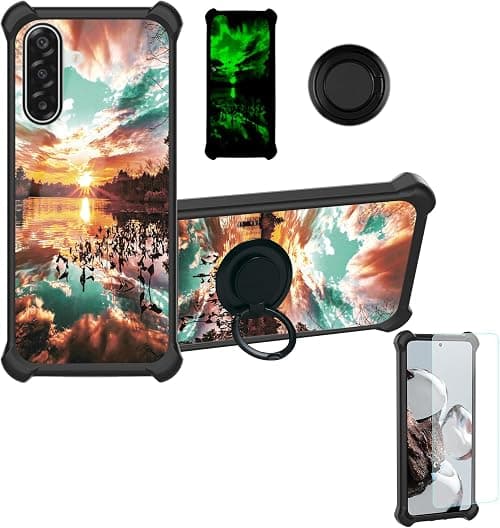 Case Compatible for Samsung Galaxy M17 5G SM-M176B Phone Case Cover [with 1* Tempered Glass Screen Protector][Hard PC + Soft Silicone][Ring Support] [Luminous Effect] YGH-FJ on Amazon.ae - Price Tracker