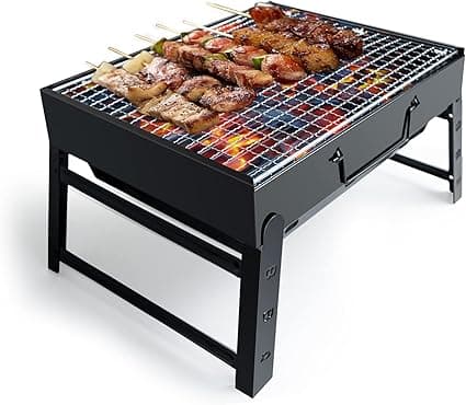 Kizmyee BBQ Barbeque Grill Outdoor, Portable Folding Charcoal Barbecue Desk Tabletop Stainless Steel Smoker for Picnic Garden Terrace Camping Travel 15.35''x11.41''x2.95'' on Amazon.ae - Price Tracker