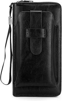 Men's Wallet, Leather Minimalist Card Holder Wallet with Zipper Large Capacity Bifold Wallet Card Case with Multi Card Slots (Black) on Amazon.ae - Price Tracker