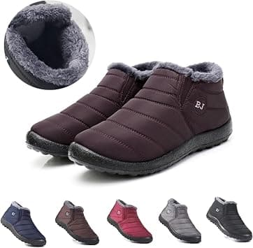 Boojoy Winter Boots, Winter Warm Non-Slip Ankle Boots, Fur Lined Thickened Non-Slip Winter Shoes for Men and Women (5-Women, Curry) on Amazon.ae - Price Tracker