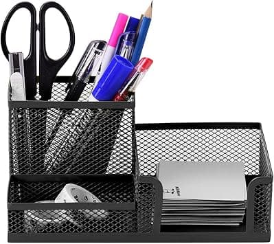 3 Storage Multi-Functional Desk Organizer Mesh Metal Pen Holder Stationery Container Storage for Home Office on Amazon.ae - Price Tracker