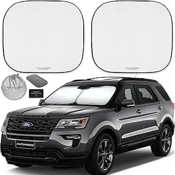 Autoamerics 2-Piece Windshield Sun Shade Foldable Car Front Window Sunshade for Most Sedans SUV Truck - Auto Sun Blocker Visor Protector Blocks Max UV Rays and Keeps Your Vehicle Cool (Universal Fit) - Amazon.ae Price Tracker
