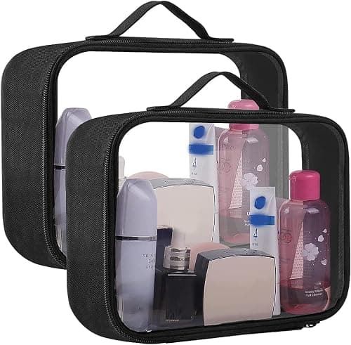 Clear Makeup Bag TSA Approved, 2Pcs Waterproof PVC Transparent Toiletry Bag, Portable Travel Organizer Case for Cosmetics, Bathroom, Business Trips, for Women and Men, 21x17x7.6cm on Amazon - Best Deal Finder