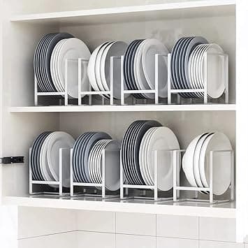2pcs Kitchen Space Saver Dish Rack, Plate Holder, Dish Drainer, Drying Stand for Cabinet Shelf Organiser Counter Top Storage for the use of Plates Pan-Pot Lids Cutting Board - White Small(W+N) on Amazon.ae - Price Tracker