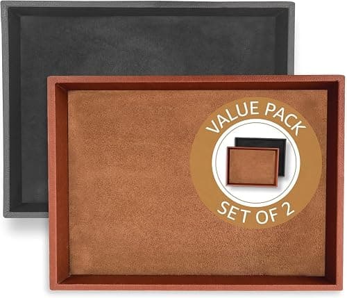 LEART Valet Tray for Men & Women – Leather Tray Organizer | Bedside, Nightstand, Office Desk Organizer Tray | Catchall Tray (Deal Pack of 2 - Black & Brown) on Amazon.ae - Price Tracker