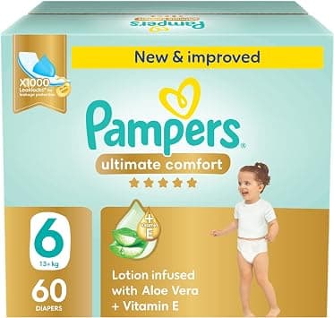Pampers Ultimate Comfort, Size 6, 13+ kg, Giant Saving Box, 60 Diapers - متتبع أسعار Amazon.sa