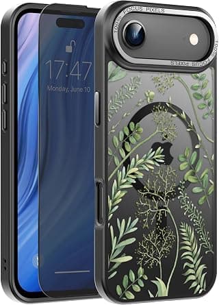 FUNMIKO for iPhone XX Air Case with Privacy Screen Protector, Wireless Charging Compatible, Shockproof Translucent Matte Cover - Cute Floral Design Phone Case for Women Girls - Green Leaves على Amazon.ae - متتبع الأسعار