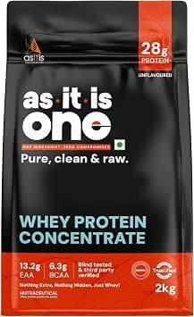Asitis Nutrition Whey Protein Concentrate 80% - 2kg | Unflavoured | Tested for purity | Labdoor certified - Best Deal Finder