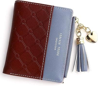Wallet for Women Leather Short Wallet Bifold, RFID Blocking Wallet Credit Card Holder Organizer with Zipper Pocket Mini Lady Purse (Wine Red) on Amazon.ae - Price Tracker