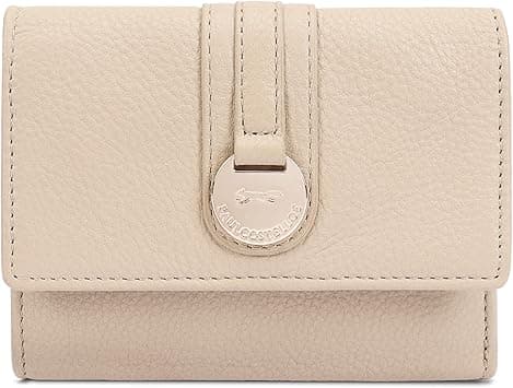 Paul Costelloe Genuine Leather Women's Purse with Flap & Gold Finish Logo Embossed Hardware disc, Designer RFID-Blocking Bifold Wallet with Zip Coin Pocket - Stylish Designer Purse - LAWA, Sesame, One on Amazon.ae - Price Tracker