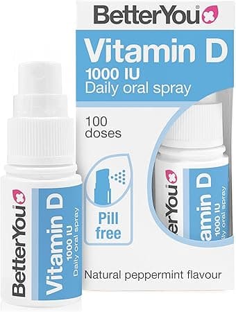 BetterYou Vitamin D 1000 IU Oral Spray, Fast Acting Vitamin D3 Supplement for Long Term Daily Use, Helps Maintain Vitamin D Levels, 3-Month Supply, Natural Peppermint Flavour, Made in The UK on Amazon.ae - Price Tracker