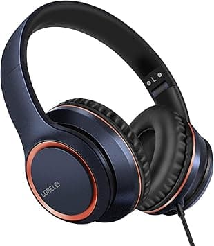 LORELEI X8 Over-Ear Wired Headphones with Microphone with 1.45m-Tangle-Free Nylon Line&3.5mm Plug,Lightweight Foldable & Portable Headphones for Smartphone,Tablet,Computer,Mp3/4(Dark Blue) على Amazon.ae - متتبع الأسعار