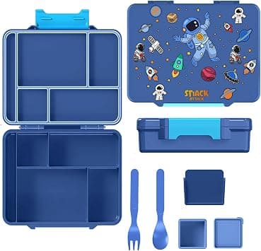 Lunch Box for Kids School,Children Lunch Box with Compartments, Bento Box Children, Leak-proof Lunch Box for Girls and Boys, Snack Box, Perfect for School, Nursery & Trips (SA Blue) (Blue Space) على Amazon.ae - متتبع الأسعار