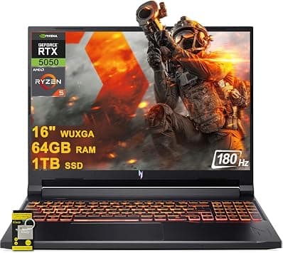 Acer Nitro V 16 AI Gaming Laptop 16" WUXGA IPS 180Hz AMD Zen 4 Hexa-core Ryzen 5 240 64GB RAM 1TB SSD GeForce RTX 5050 (Up to 421 AI Tops) Backlit Win11 w/ICP Acc on Amazon.ae - Price Tracker
