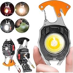 [Upgrade] Multifunction Keychain Flashlight, Rechargeable Keychain Light, COB Multi-Function Mini Work Light, 7 Lighting Modes with Electric Lighter, Seat Belt Cutter, Screwdriver, Whistle (Orange) - Amazon.ae Price Tracker