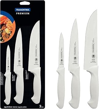Tramontina Premium 3 Pieces Knife Set with Stainless Steel Blade and White Polypropylene Handle on Amazon.ae - Price Tracker