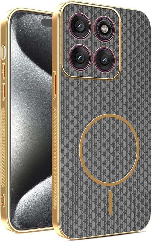 UPLAI Magnetic Case for Motorola Moto G77 5G Premium Luxury Leather Soft TPU Electroplated Frame Wireless Charging Silky Slim Drop Shockproof Protection Cover, Gray على Amazon.ae - متتبع الأسعار