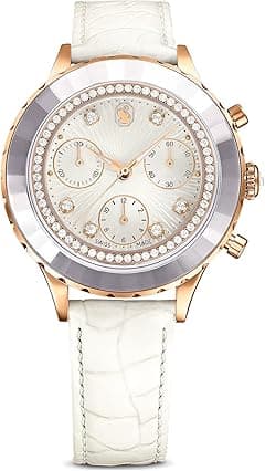 Swarovski Octea Chrono Watch Swiss Made, Leather Strap, White, Rose Gold-Tone Finish 5671150 - Amazon.ae Price Tracker