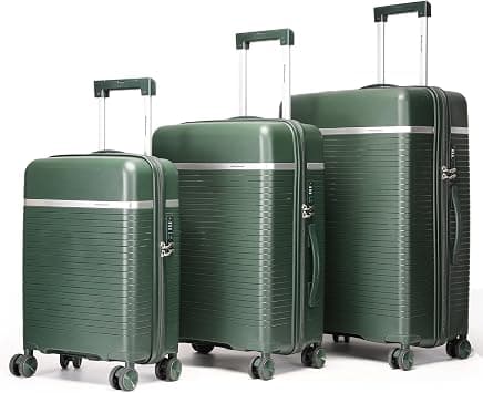 BRITISH TRAVELLER 3-Piece Polypropylene Luggage Set | Suitcases with Phone Holder, 360° Spinner Wheels, TSA Lock & Telescopic Handle | Durable Water & Scratch Resistant Hard Shell (Green) on Amazon - Best Deal Finder