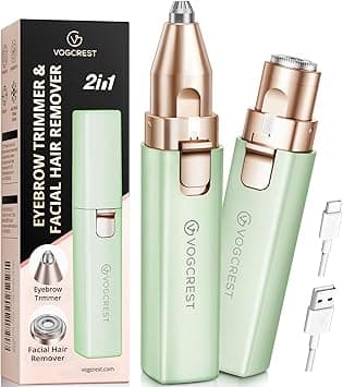 Portable Eyebrow Trimmer & Facial Hair Removal for Women, Rechargeable 2 in 1 Hair Remover and Eyebrow Razor, Eyebrow Lips Body Facial Hair Remover for Women with Built-in LED Light (Green) على Amazon.ae - متتبع الأسعار
