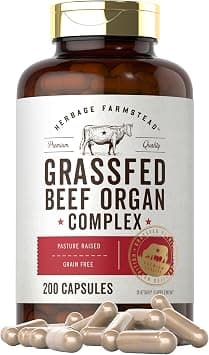 Carlyle Grass Fed Beef Organ Complex | 200 Capsules | Pasture Raised, Grain Free Supplement | with Desiccated Liver, Kidney, Pancreas, Heart, Spleen | Non-GMO, Gluten Free | by Herbage Farmstead على Amazon.ae - متتبع الأسعار