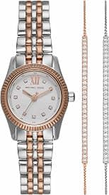 Michael Kors Lexington Three-Hand Two-Tone Stainless Steel Women's Watch and Bracelet Gift Set (Model: MK4817SET) - Best Deal Finder