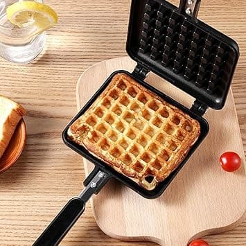 Waffle Maker Machine With Comfortable Handle For Kitchen Gas Stove Non Stick Waffle Maker Pan Press Plate Cooking Baking Tool with Long Handle_10 on Amazon.ae - Price Tracker