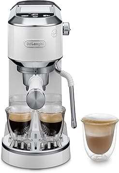 De'Longhi Dedica Duo EC890.WI, Barista Coffee Machine with Pump, Espresso and Cold Brew, Manual Coffee Machine with LatteArt Steam Rod, 15 cm Wide, 2 Espresso, Touch Screen, Cups up to 13 cm, White on Amazon.ae - Price Tracker