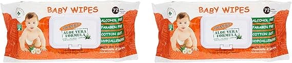 Palmer's Aloe Vera Formula Baby Wipes-Vitamin E Chamomile &amp; vera-Gentle Skin Formula-Cotton Soft-Hypoallergenic-Alcohol, Paraben Free-Hypoallergenic-72 wipes(Twin Pack) on Amazon.ae - Price Tracker