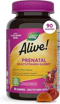 Nature's Way Alive! Prenatal Multivitamin, Plant-Based DHA for Baby's Healthy Brain & Eye Development*, Vegetarian, Orange and Raspberry Lemonade Flavored, 90 Gummies (Packaging May Vary) on Amazon.ae - Price Tracker