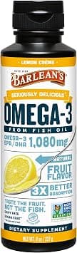 Barlean's Seriously Delicious Omega-3 Sorbet Lemon Creme from Fish Oil with 1080mg of EPA/DHA - All-Natural Fruit Flavor, Non GMO, Gluten Free - 8-Ounce Bottle - FG-10043 على Amazon.ae - متتبع الأسعار