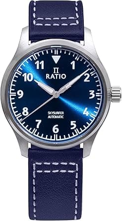 RATIO Pilot Style Watch Leather Strap Analog Display Sapphire Crystal Japanese Automatic 200M Water Resistant Casual Formal Wear Watch for Men on Amazon.ae - Price Tracker