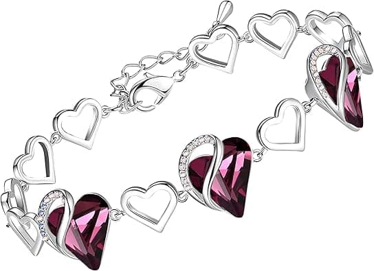 Leafael Infinity Love Heart Bracelet Made with Swarovski Crystals Amethyst Dark Pink February Birthstone Jewelry Gifts for Women on Amazon.ae - Price Tracker