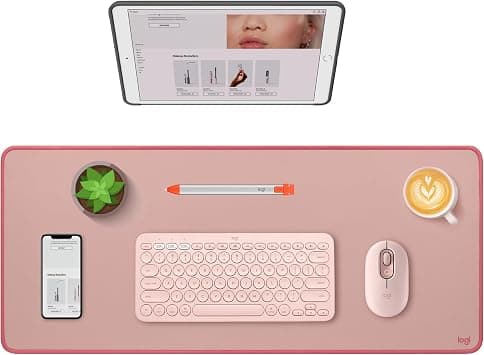 Logitech Desk Mat - Studio Series, Multifunctional Large Desk Pad, Extended Mouse Mat, Office Desk Protector with Anti-slip Base, Spill-resistant Durable Design, in Darker Rose - Best Deal Finder
