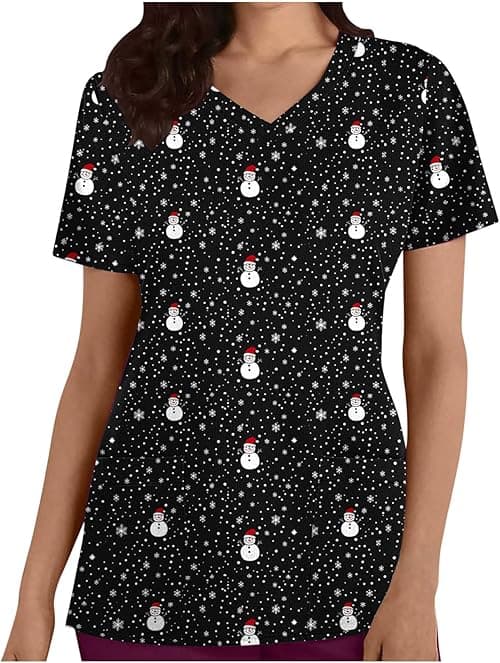 Christmas T Shirts for Women UK Novelty Xmas Jumpers 3/4 Sleeve Tops V Neck T Shirts Henley Shirt Xmas Tree Snowflake Print Blouse Sweatshirt Dressy Tunic Top Holiday Blouse Tops on Amazon.ae - Price Tracker
